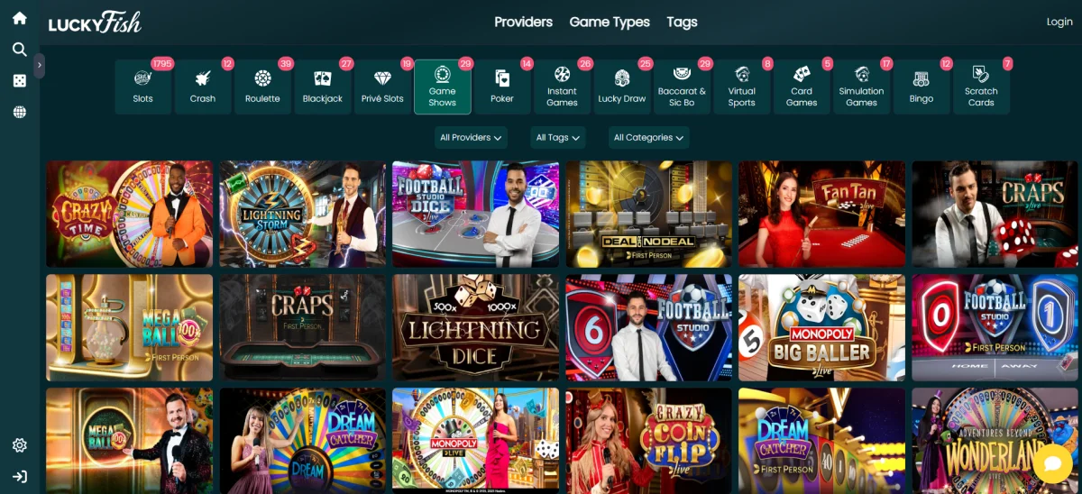 lucky fish live casino games
